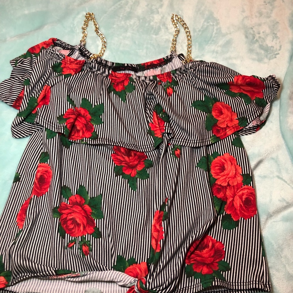 Floral stripe shirt